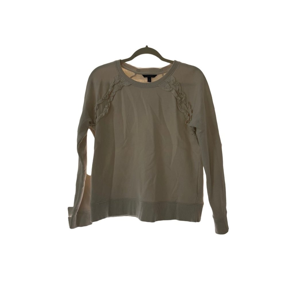 Banana Republic M Beige Ruffle Crewneck Sweatshirt - Picture 1 of 4